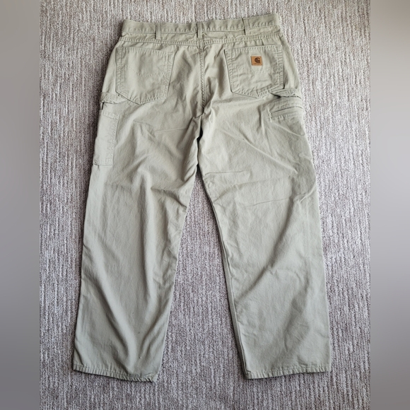 CARHARTT LOOSE ORIGINAL FIT PANTS 100% COTTON RUGGED KHAKI TAN 38 X 32 - Picture 4 of 14